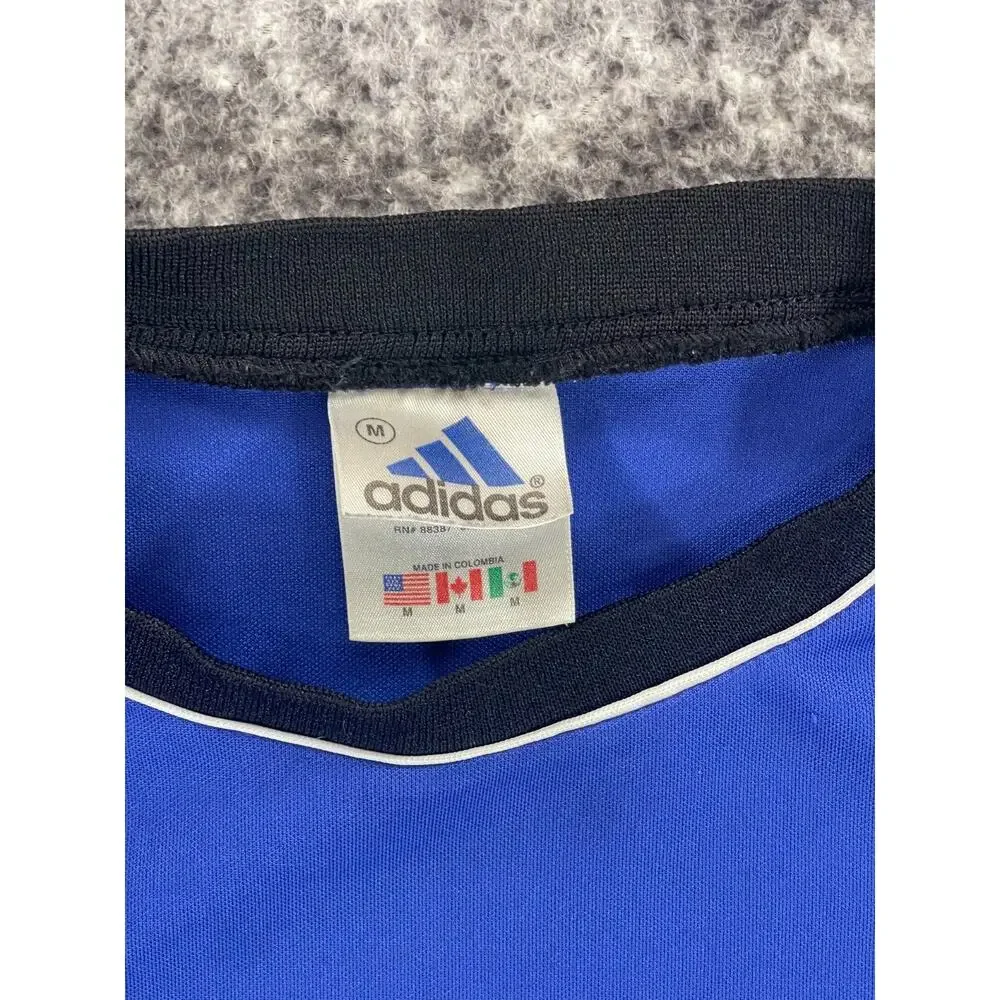 Vintage Adidas T Shirt Mens Medium Blue Black Athletic Short Sleeve Tee